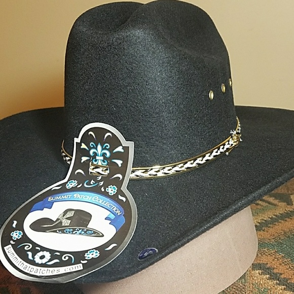 Cowboy Hat Black Felt Childs Gold Badge